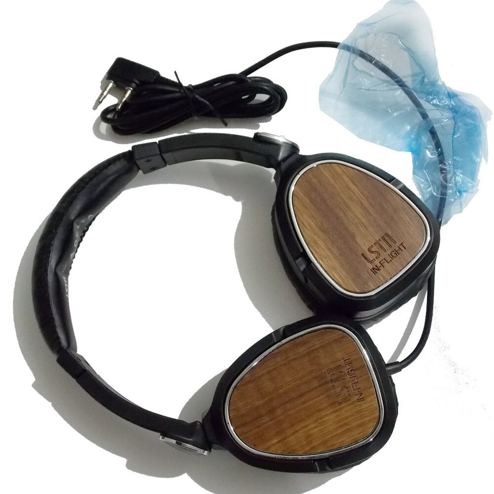 lot of 10 HEAD PHONES LSTN Delta In-Flight Wood 2 PRONG CORD